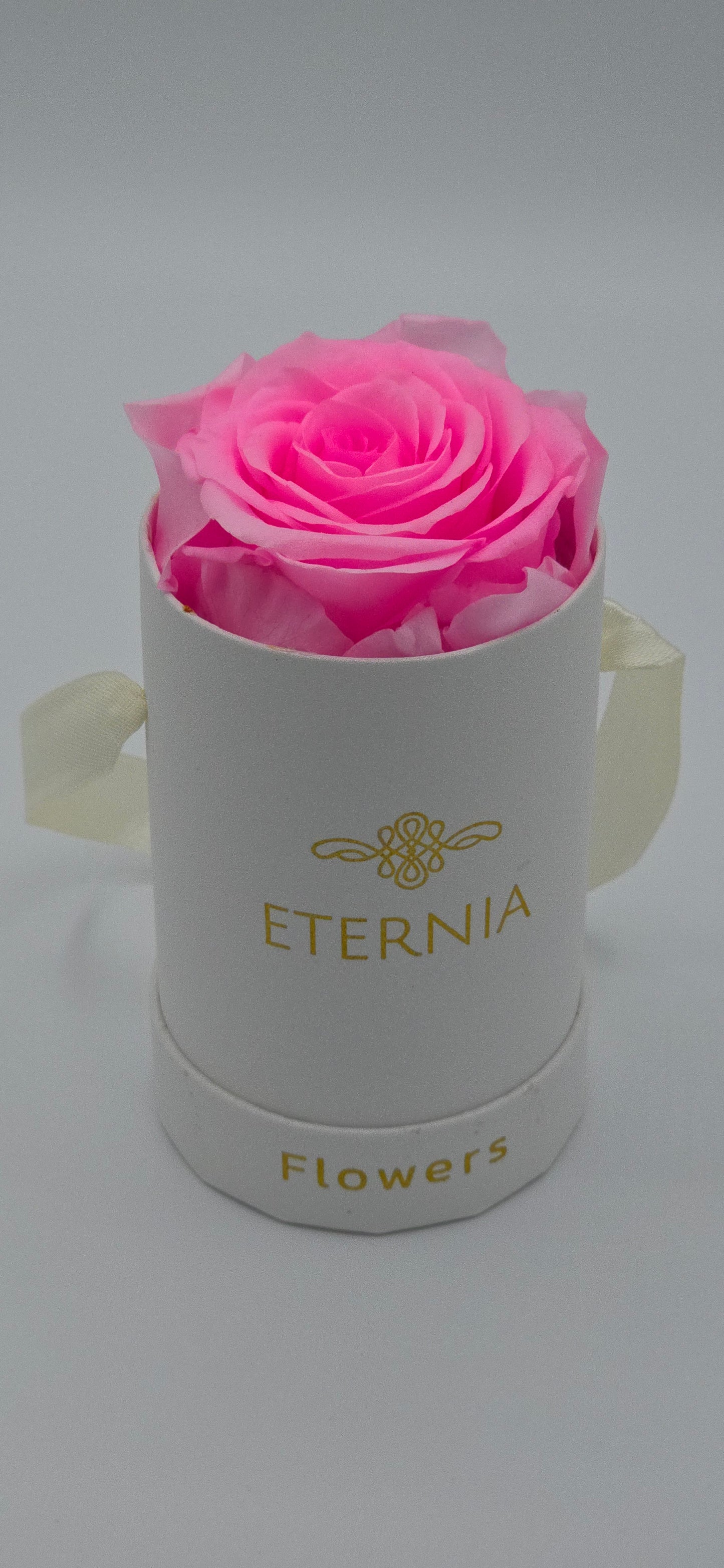 Boite ronde classique | 1 rose éternelle rose