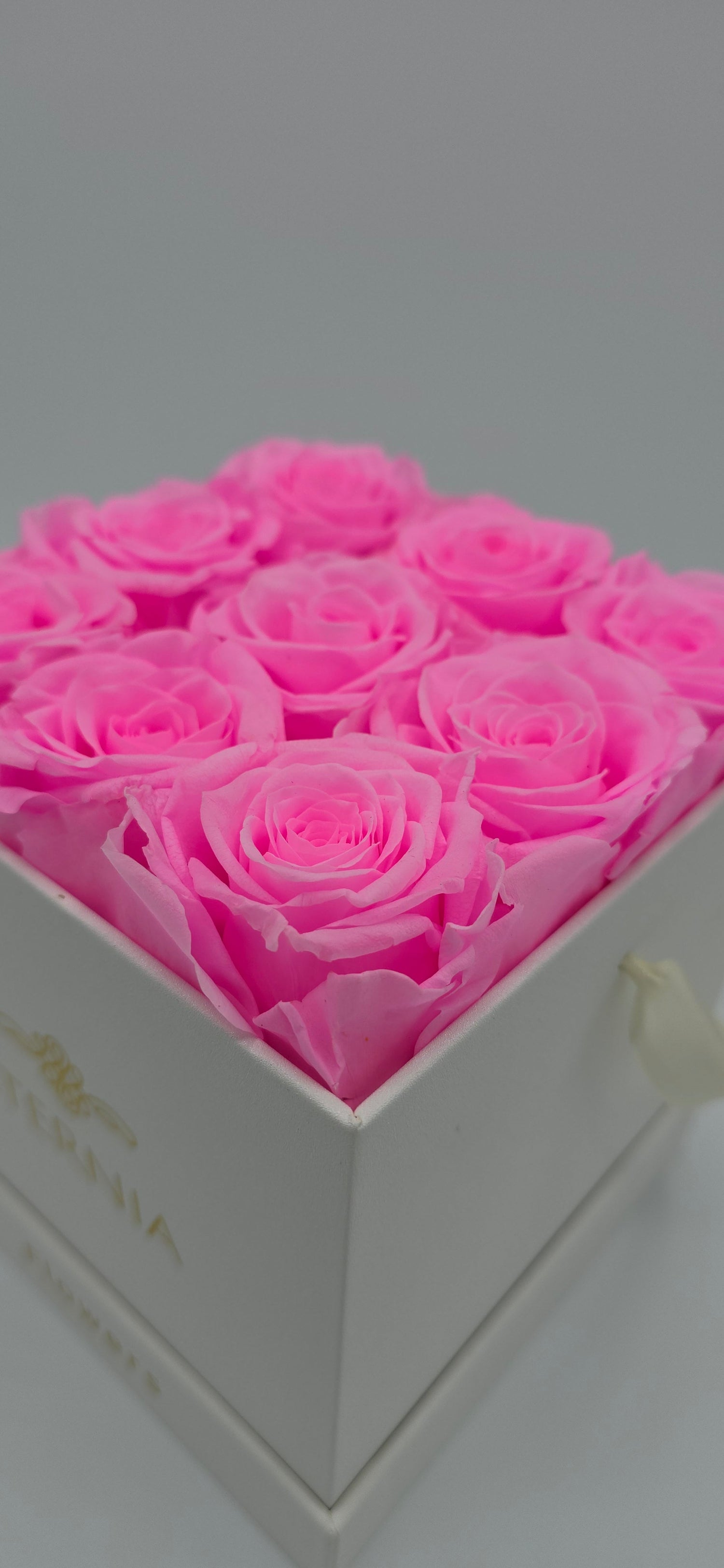 Boite carrée classique | 9 roses éternelles