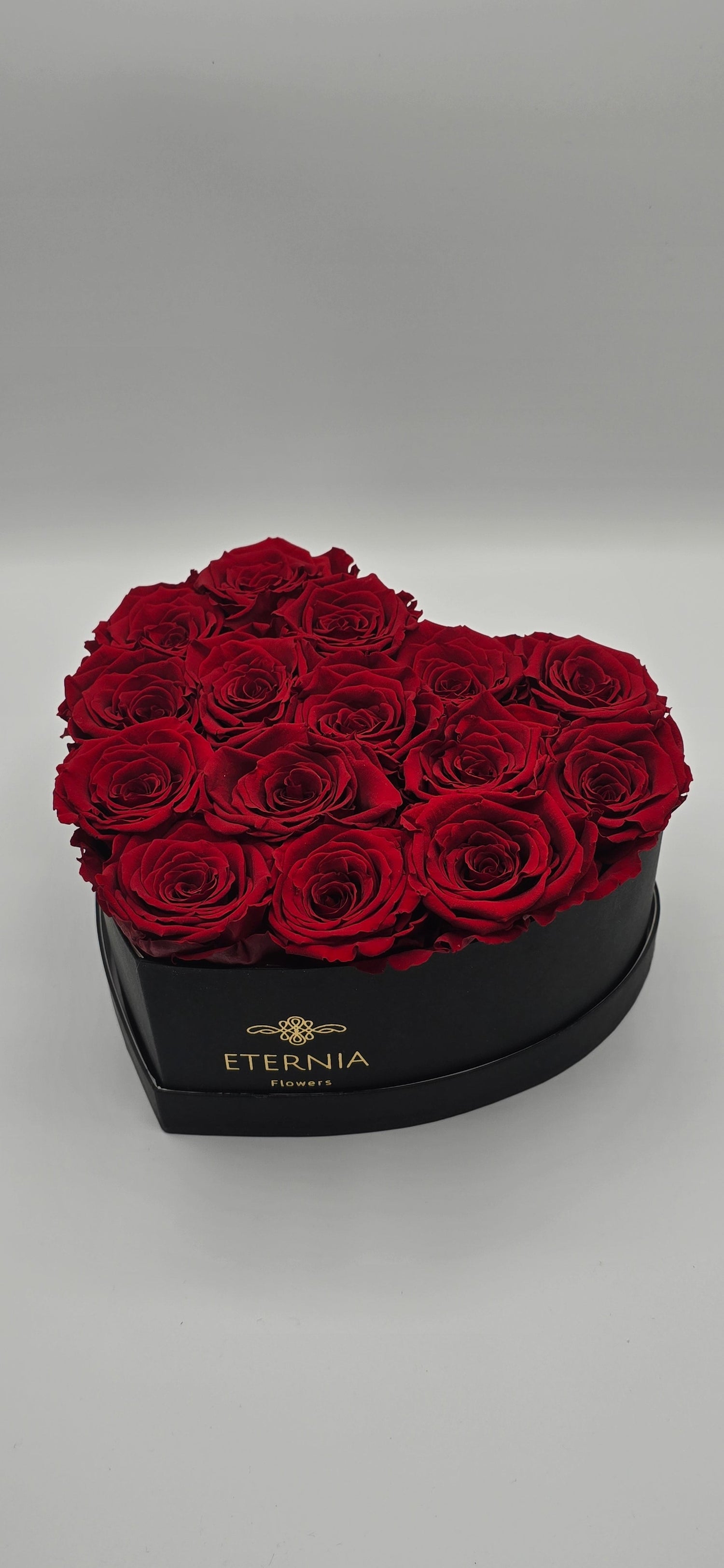 Boite coeur noire luxe  | 14 à 16 roses rouges