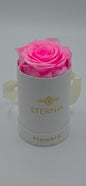 Boite ronde classique  |  1 rose éternelle rose